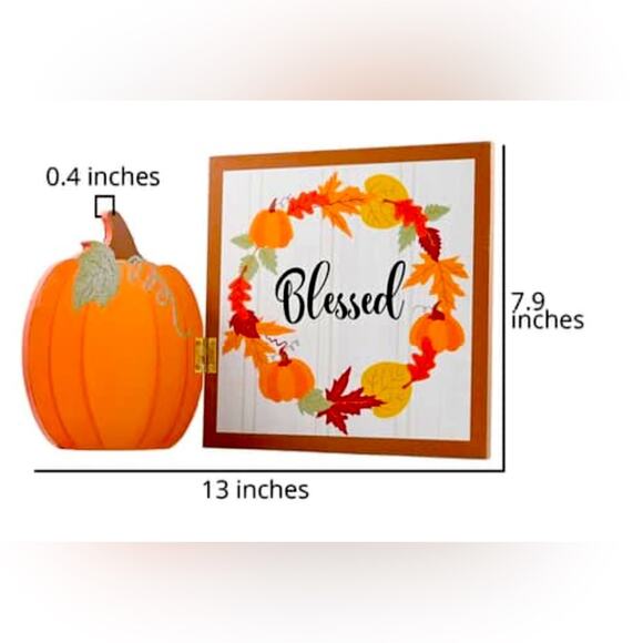 Harvest Decorations- Pumpkin and Blessed hinged decor - Picture 4 of 5